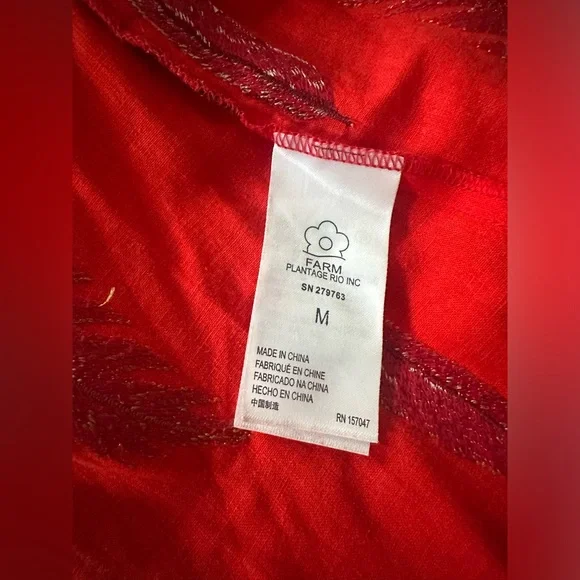 FARM RIO LINEN EMBROIDERED FEATHER PANTS SIZE M NWT - Picture 4 of 6